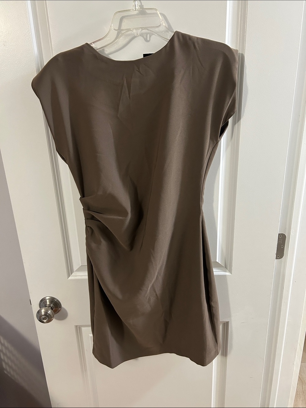 Express Taupe Draped Cap-Sleeve Tunic